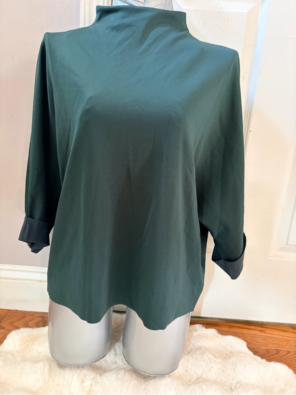 Anthropology Women's Dark Teal Mock Neck Shirt